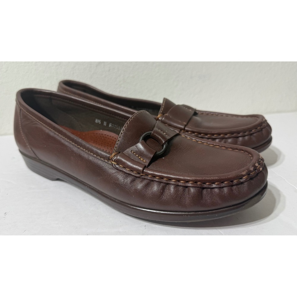 SAS Hope Womens 8.5 N Brown Leather Comfort Slip On Loafers A2148146 Made in USA